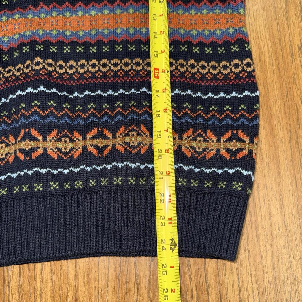 Vintage LL Bean Sweater 1/4 Zip Geometric Nordic Blue Size Small - Picture 5 of 6